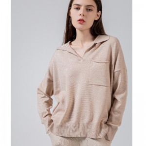 Muodikas trendi Yksinkertainen vapaa-ajan Joker Basic Lapel Knit Single Jacket 68057#