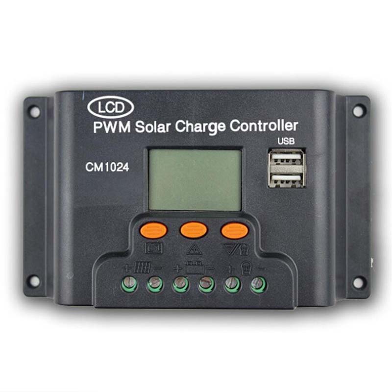 CM1024Z LCD Dual USB Solar Charger Controller 10A 20A 12V/24V Auto Solar-paneelin säädin Lataa akku PWM