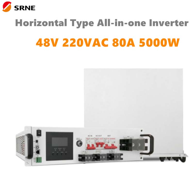 SRNE 5000W ALL-in-One MPPT Hybrid Solar Charge Inverter Vaakasuuntainen 48V 220VAC Pure Sine Wave 80A MAX PV 145V Off-grid-invertteri