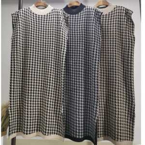 Muodikas rento yksinkertainen villa villapaita Thousand Bird Case Half High Collar Vest mekko 69065