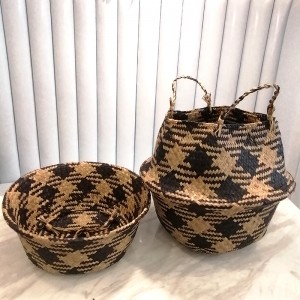 Käsintehty Seaweed Storage Basket Paijari rottinki ruoho puutarha FlowerPot Collar Pattern FlowerPot kori