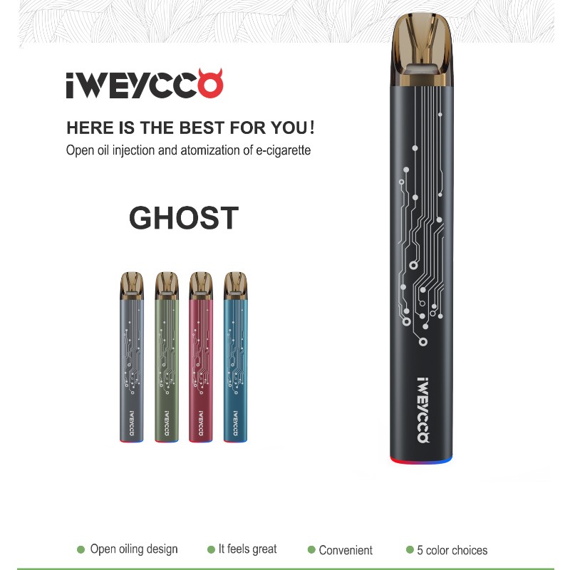 IWEycco Ghost Vape 650MAH 12W POD Kit Elektroninen savuke 2ml patruunan höyrystin sinulle