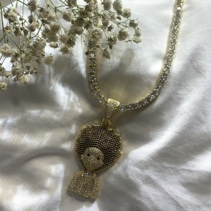 Zirkoni kiinteä räjähtävä pää hip hop kaulakoru