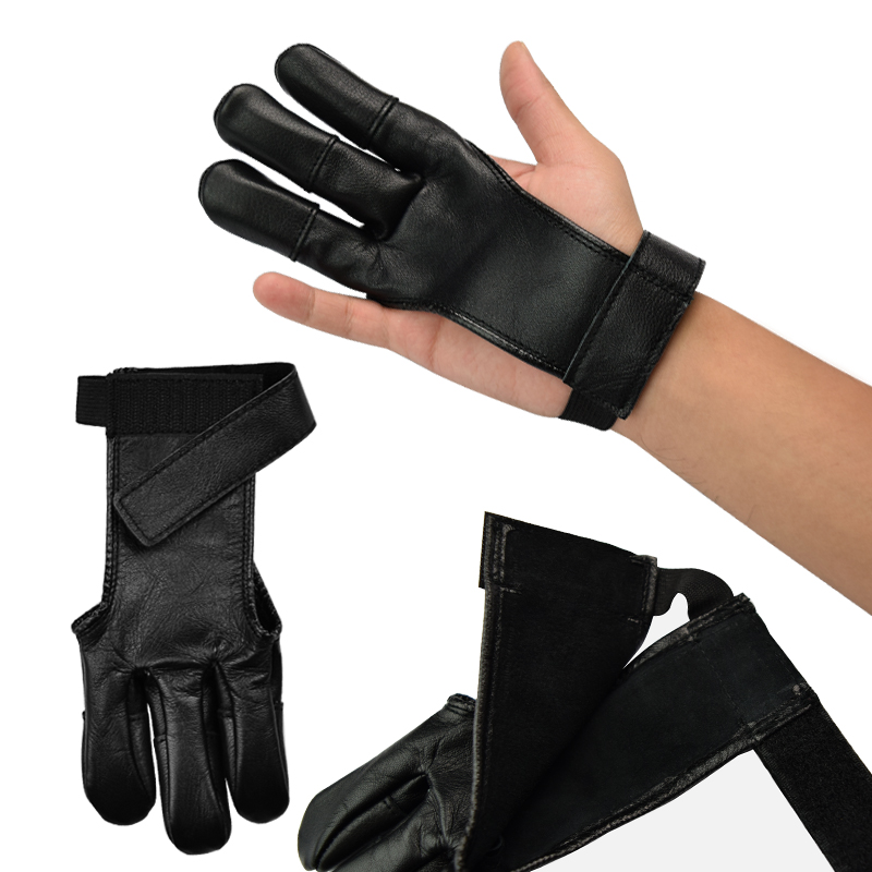 Elong Outdoor 42ft03 Finger Glove to Recurve Bow Musta väri Jousiammunta Ammunta sormi suoja