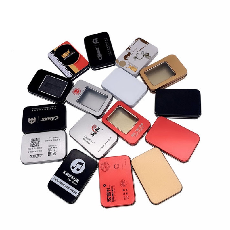 Kiina tukku elintarvikkeiden laatu pienet suorakulmainen lahja tins USB flash disk tina laatikko varastossa (87mm * 60mm * 18mm)