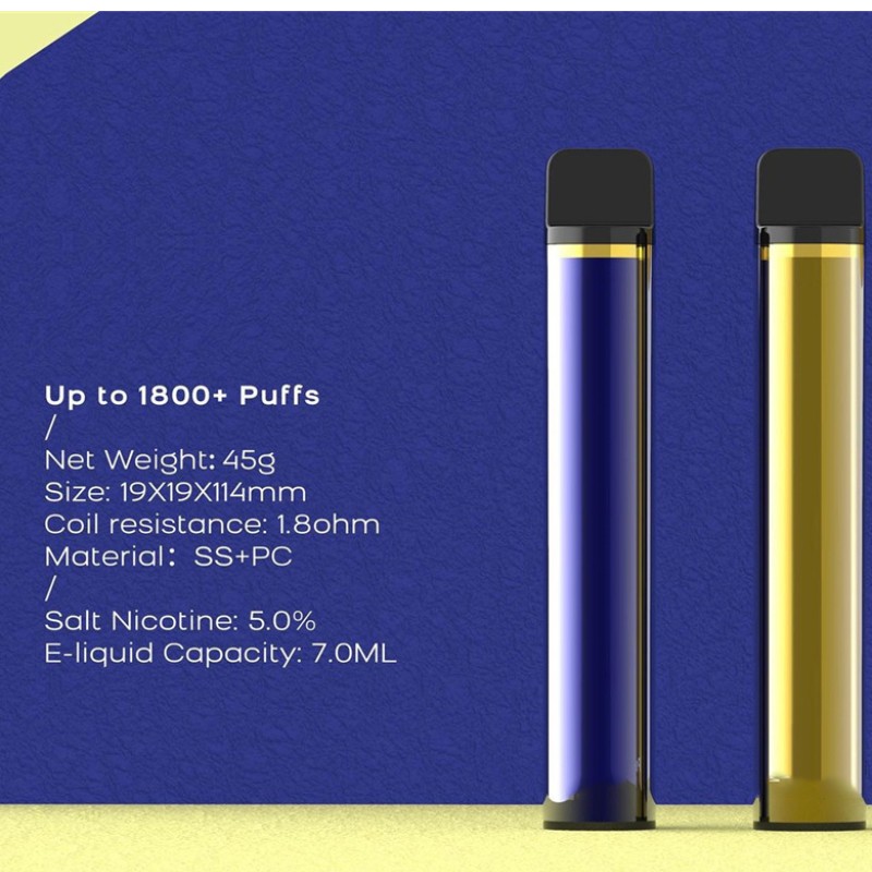 XXL kertakäyttöiset pod-laitteet savukkeet 1800 Puhdistaa esitäytetyt Vape Pent 7ml patruunat 950mAh E-savukkeet