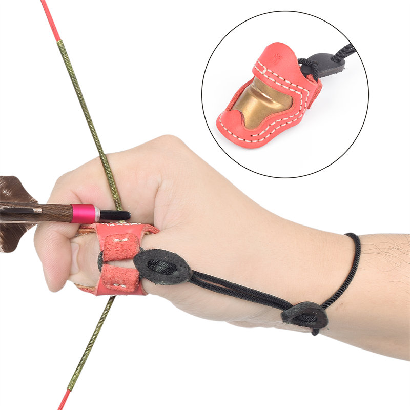 Elong Outdoor 420028 M Koko Jousiammunta Peukalo Thumb Thumber Armor Handmade Finger Protector Thumb for Ulkokuvaus Lisävarusteet Finger Tab