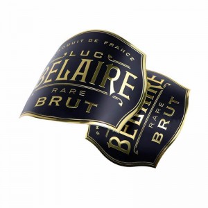 Custom Luxury Self Adhesiivinen E Gold Alumiini tarra kohokuvioitu henkilökohtainen alumiini metalli viiniläyttö punainen viinipullo