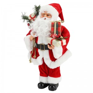 42cm joulu Standing Santa Claus Ornament Decoration Figurine Collection Fabric Holiday Festival Xmas Pehmo Custom kohde