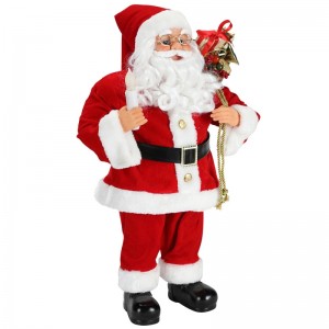62cm Joulu Standing Santa Claus Candle Ornament Decoration Figurine Collection Fabric Holiday Festival Xmas Pehmo