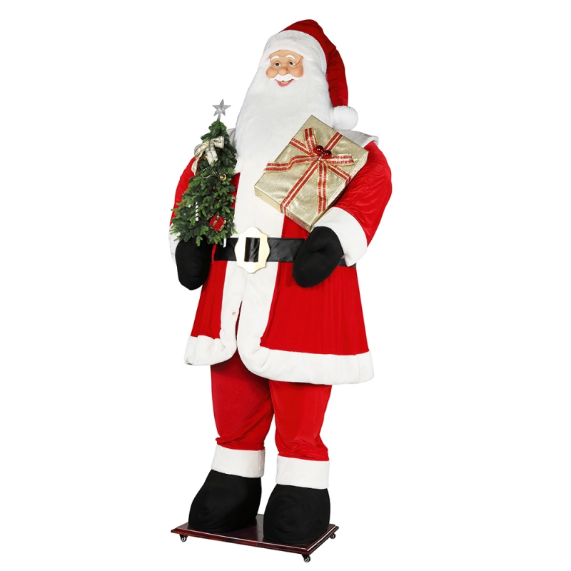 3.8m Big Christmas Santa Claus puu ja lahjakassi LED Light Rise ja Down Shownäyttelyn sisustus Holiday Festival Luxury