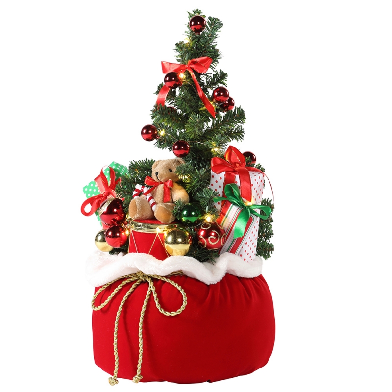 60cm Christmas Bear Tree Home Display Lahjat Laukku LED Holiday Ornament Decoration Figurine Party Collection Christmas Tree valot