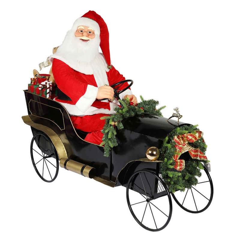 150cm istuu reki Santa Claus, jossa valaistus ornamentti joulukoristeita perinteinen lomamökki