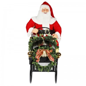 150cm istuu reki Santa Claus, jossa valaistus ornamentti joulukoristeita perinteinen lomamökki