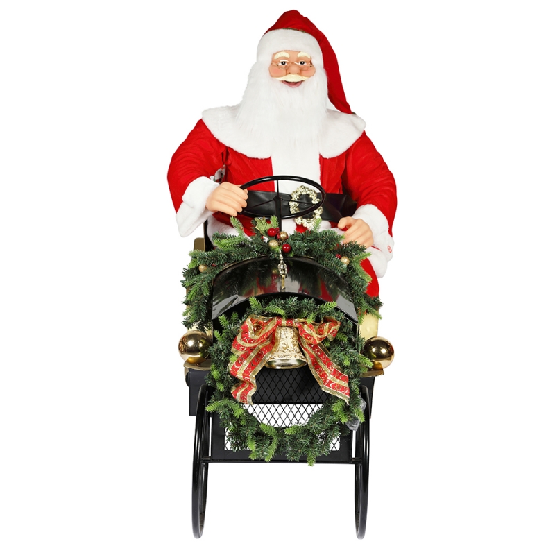 150cm istuu reki Santa Claus, jossa valaistus ornamentti joulukoristeita perinteinen lomamökki