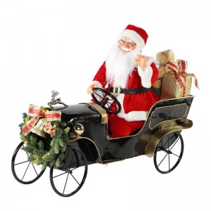 80cm animoitu joulu auto Santa Claus Valaistus Musical Ornament Decoration Holiday Figurine Collection Traditional Xmas