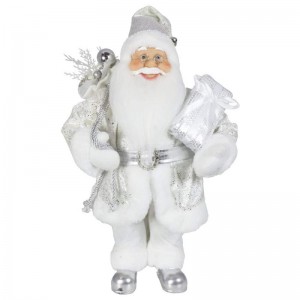 Noble 45cm joulukoristeita seisoo Santa Claus In Silver Xmas Tree Ornaments toimittaa perinteisen lomailun hahmo