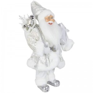 Noble 45cm joulukoristeita seisoo Santa Claus In Silver Xmas Tree Ornaments toimittaa perinteisen lomailun hahmo