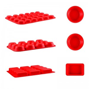 Pyöreä suorakulmainen silikoni muffinaattien muotit, leivintarvikkeet