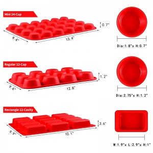 Pyöreä suorakulmainen silikoni muffinaattien muotit, leivintarvikkeet