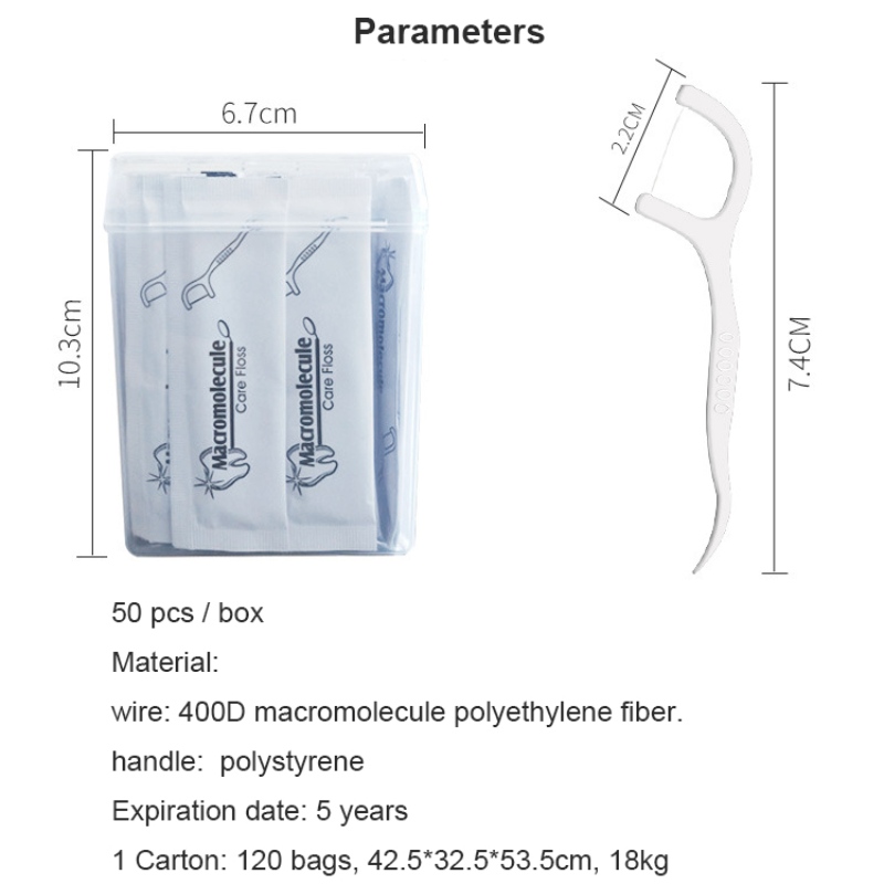 50 Picks Yksityinen etiketti Korkealaatuinen hammaslanka Floss Box suullinen hygienia Yksilöllisesti kääritty pakattu hammastikku kannettava hammaslanka