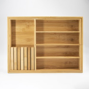 Luonnollinen bambu laajennettava ruokailuvälineet veitsi laatikkovarasto