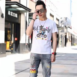 Neulottu digitaalinen crewneck t-paita