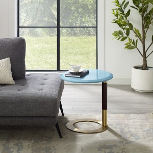 Olohuone Moderni pyöreä sivupöytä pähkinä Top ruostumaton teräs pohja puu sohvapöytä