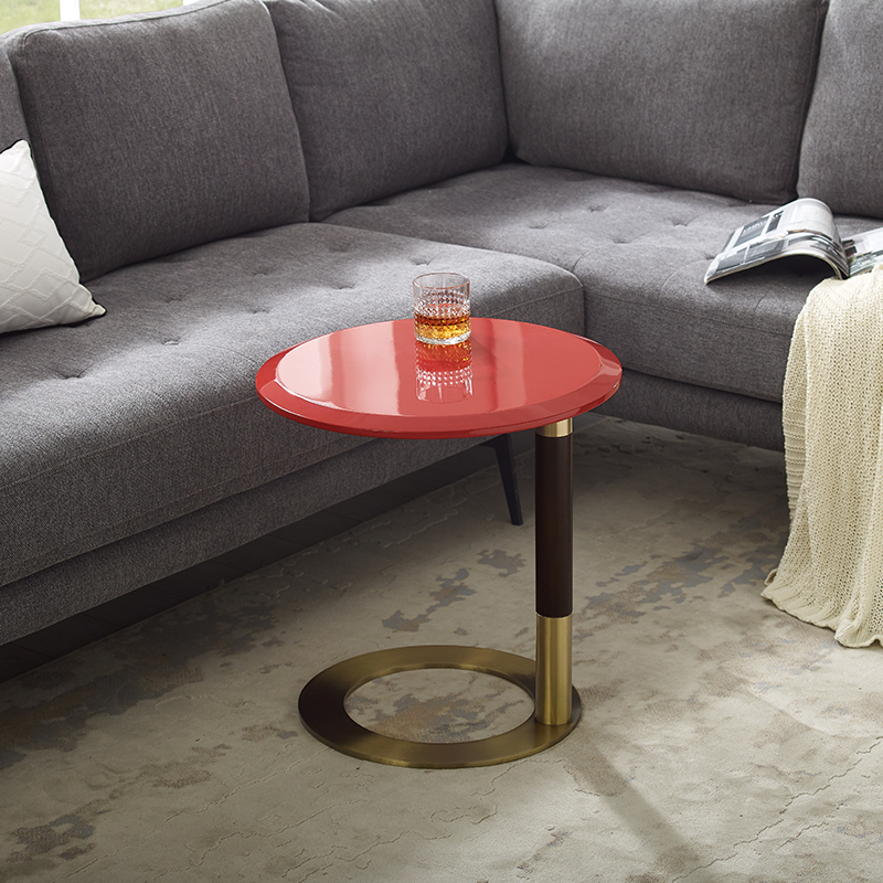 Olohuone Moderni pyöreä sivupöytä pähkinä Top ruostumaton teräs pohja puu sohvapöytä