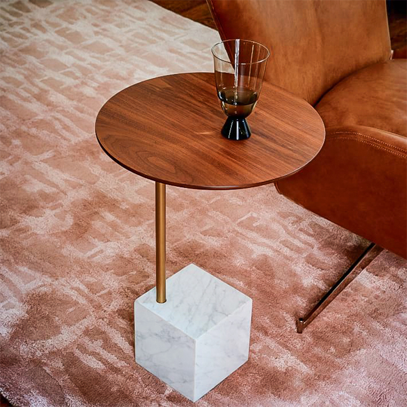 Pohjoismainen pyöreä pieni sohvapöytä Moderni MDF marmoripuoli pöytä olohuone