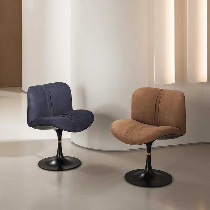 Italialainen Minimalist Luxury Designer Fiberglass Moderni aitonahkainen lounge kääntyvä accent tuoli olohuoneesta