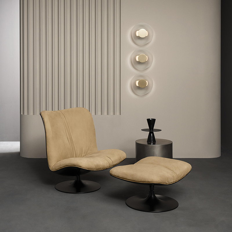 Italialainen Minimalist Luxury Designer Fiberglass Moderni aitonahkainen lounge kääntyvä accent tuoli olohuoneesta