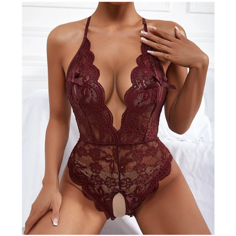 Halter Lace Sexy Backless Lace One-Piece Female Sexy Lingerie Decoration Lace