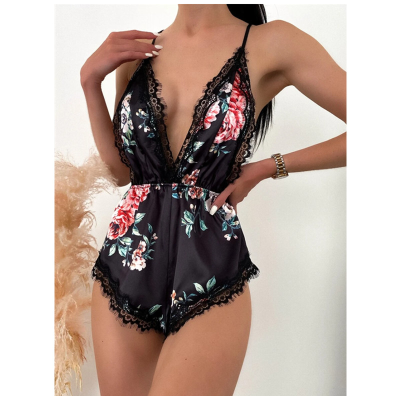 Sexy Hollow Out Floral Bodysuit High Cut V kaula alusvaatteet Teddy Ultra Thin hengittävänaiset Erotic Sexy Lingeriehot Myytä tuotteita