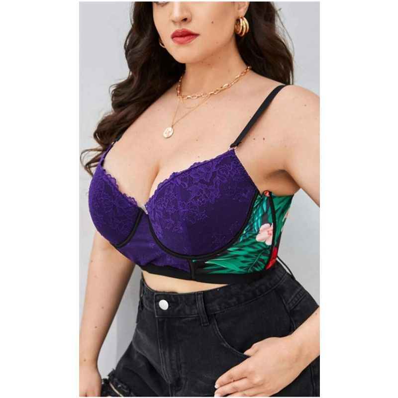 Plus kukka pitsi underwire bra