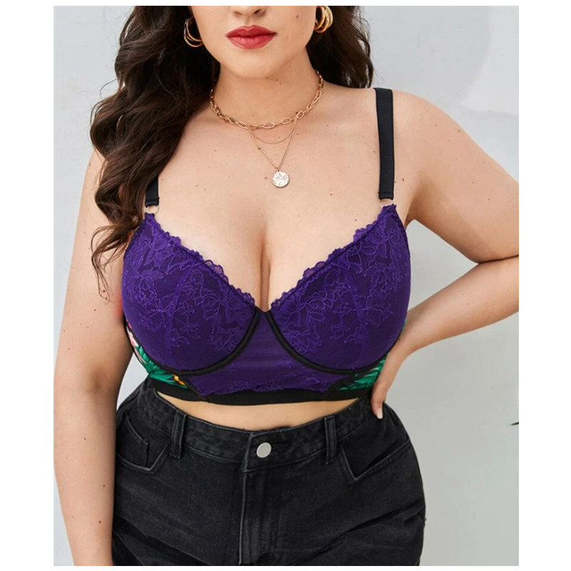 Plus kukka pitsi underwire bra