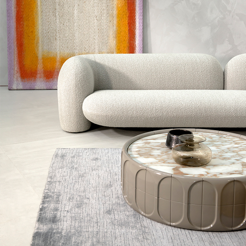 Moderni minimalistinen harmaa lasikuitu Base iso pyöreä luonnollinen marmori Top kahvipöydät olohuonekalusteet