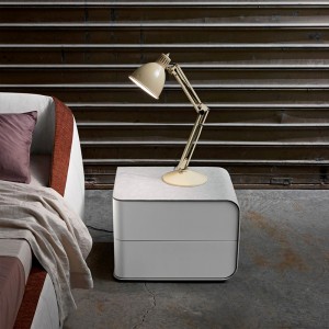 ruskeanahka yöpöytä mini pieni moderni ylellinen pyöreä sängypöytä kapea