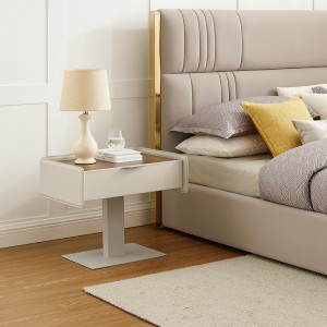 moderni italialainen ruskea yöpöytä hiiliteräs jalannahka iso sängynpöydät puiset