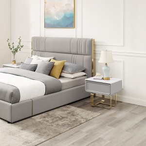 Ranskan kultainen ruostumattomasta teräksestä valmistettu jalka yöpöytä ylellinen luonnollinen marmorilaskupöytäkaappi