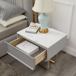 Ranskan kultainen ruostumattomasta teräksestä valmistettu jalka yöpöytä ylellinen luonnollinen marmorilaskupöytäkaappi