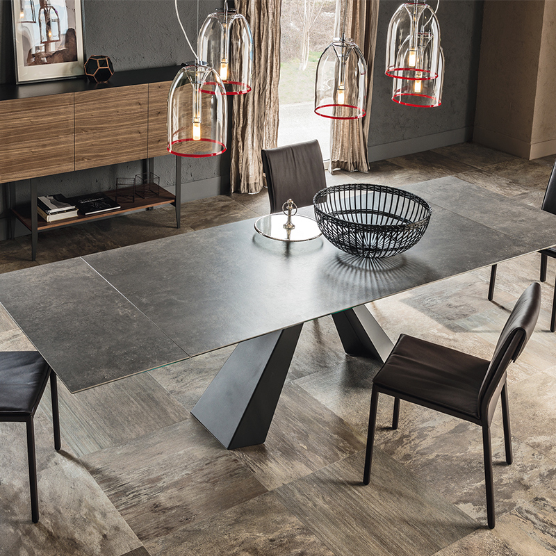 italialainen minimalistinen sintrattu kivi -ruokasali Pöytä Suorakulmainen ruokapöytä Set 6 Seater