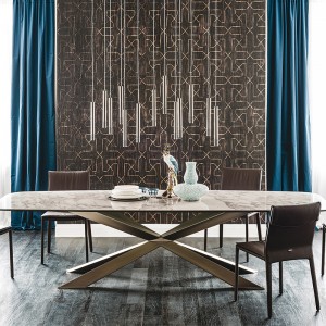 italialaiset mallit metallijalat pitkät moderni suorakaiteen muotoinen sintrattu kivi ruokapöytä 10 -paikkainen