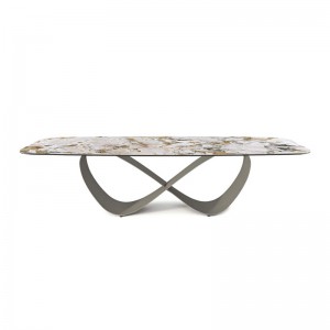 Italialainen huippuluokan räätälöity ruostumattomasta teräksestä valmistettu moderni pitkä ylellinen suorakaiteen muotoinen musta sintrattu kivi ruokapöytä 12 -paikkainen