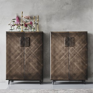 Italialainen moderni ylellinen retro kultametalli Ruostumattomasta teräksestä valmistettu kaapin sivupöytä buffet