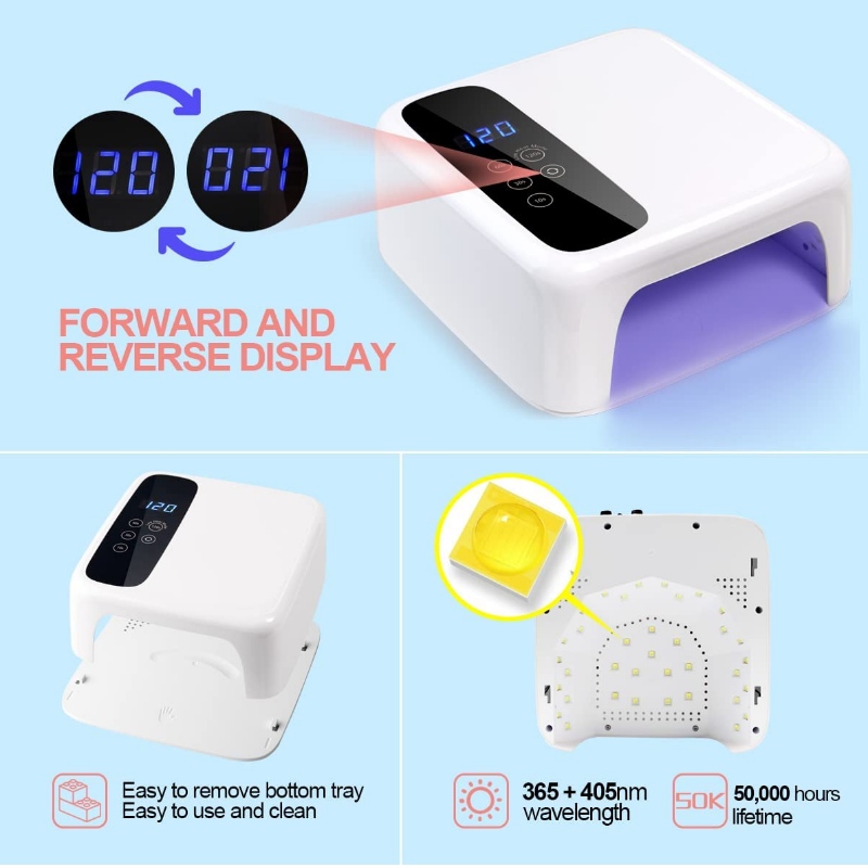 M&R 602Pro Cadin LED -kynsilamppu, langaton kynsien kuivausrumpu, 72W ladattava LED -kynsivalo, kannettava geeli UV -LED -kynsilamppu 4 ajastimen asetusanturilla ja LCD -näyttö, ammattimainen LED -kynsilamppu geelilakkaan