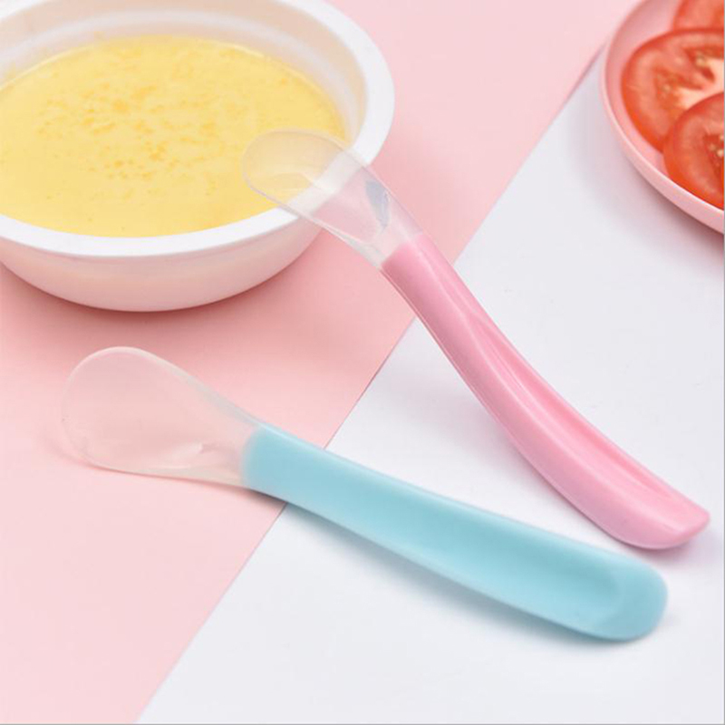 Elintarvikeasteen ruokintaharjoitteluvälineet pehmeät silikoni vauva -lusikka BPA ilmainen silikoni -lapsen lusikka taaperoille