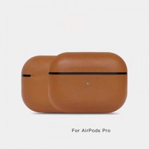 Airpods Pro-nahkakotelo, aito retroöljyvaha hullu hevosennahkakotelo, täysin käsintehty, etulehtinäkyvissä, (tummanruskea)