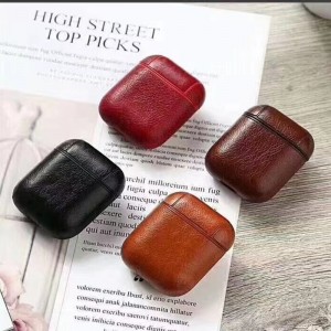 Sopii Apple AirPods -suojakoteloon, Bluetooth -langattoman kuulokemikrofonin, säilytyslaatikon suojakoteloon, täysin peitetty janaarmuuntumaton, italialainennahkaviini punainen