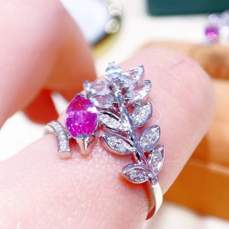 TUOCHEN -korut 18K kultainen uusi tyyli Marquis Diamond Leaf Ring
